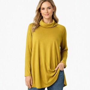 J. Jill Luxe Supima Everyday Turtleneck Tunic XL‎ Mustard Yellow